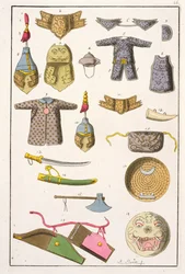 Chinese militaire wapens en kleding, illustratie uit 